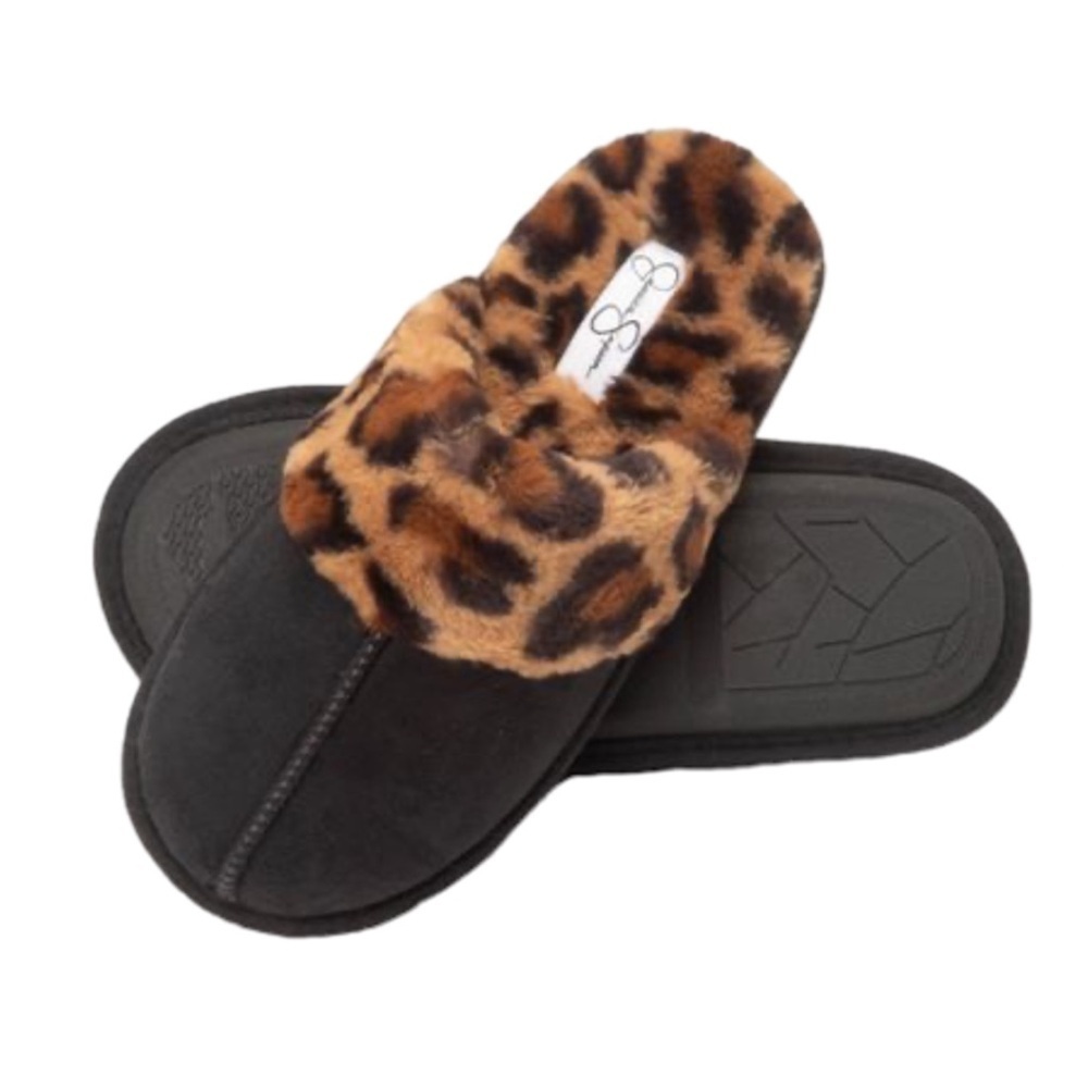 Jessica Simpson Womens Micro-Suede Scuff Slipper - Black and Brown
